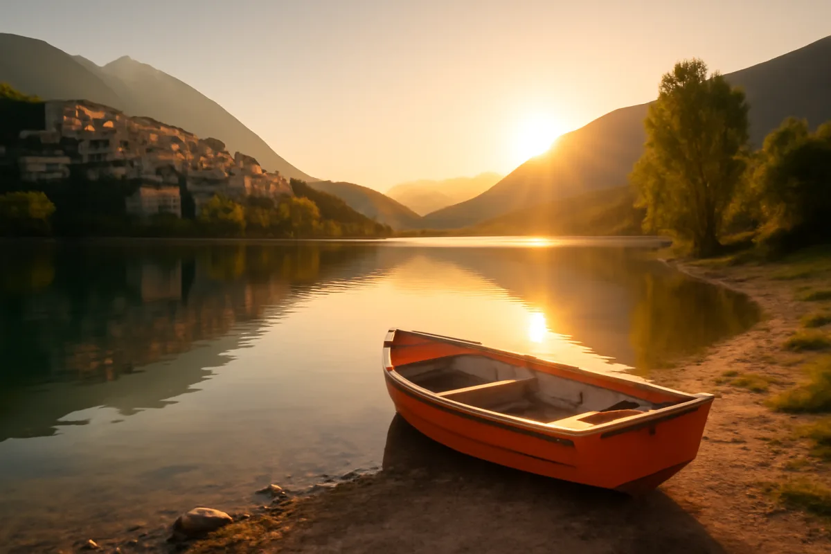 Foto al Lago di Barrea all'alba: l'angolo che la luce del mattino trasforma